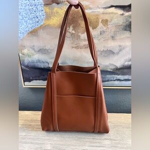 Henny + Lev Chic Tan Leather Tote Bag